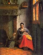 Pieter de Hooch Woman Nursing an Infant Spain oil painting reproduction